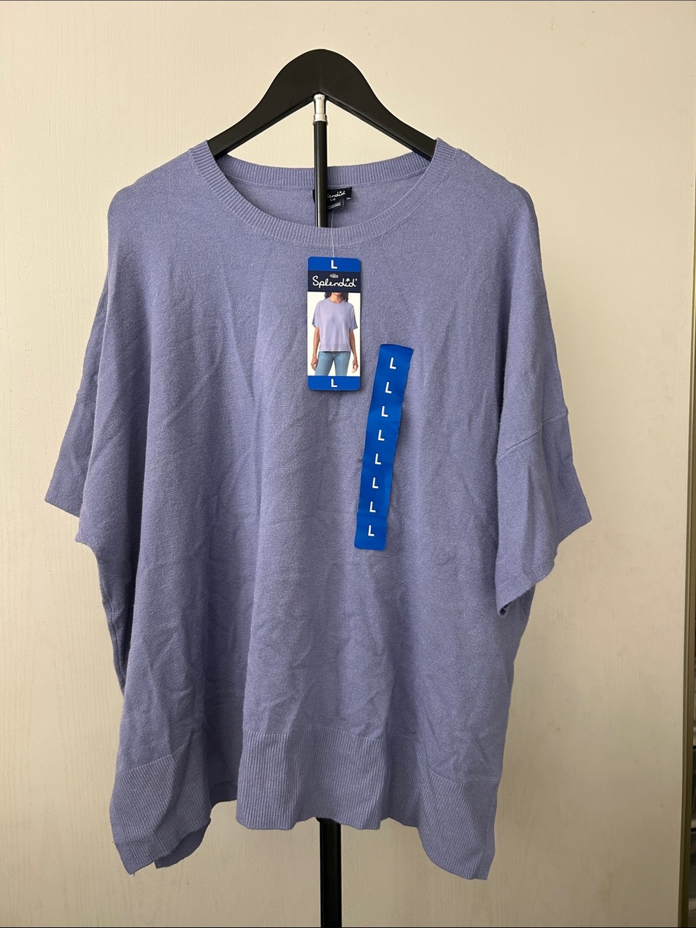 NWT Splendid Lavender Lightweight Knit Relaxed Boxy Tee in Large